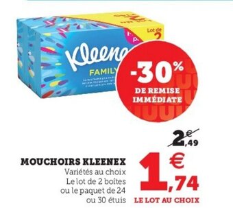 Super U Mouchoirs kleenex offre
