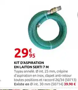 Rural Master KIT D'ASPIRATION EN LAITON SERTI 7 M offre