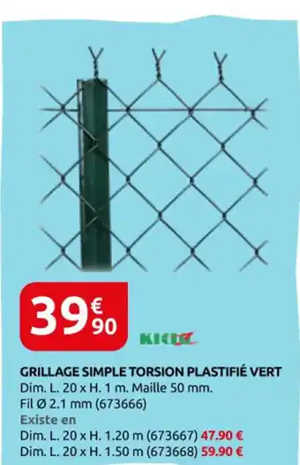 Rural Master Grillage simple torsion plastifié vert offre