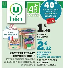 Maximarché Yaourts au lait entier u bio offre