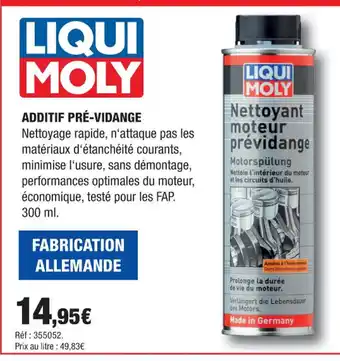 Autobacs Additif pré-vidange offre