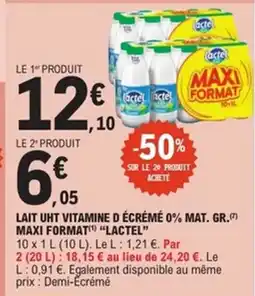 E.Leclerc Express LACTEL Lait uht vitamine d écrémé 0% mat. gr. maxi format offre
