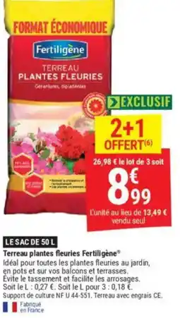 Gamm vert Terreau plantes fleuries Fertiligène offre