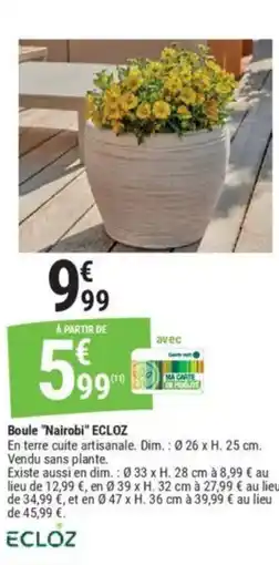 Gamm vert Boule Nairobi offre
