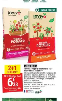 Gamm vert Terreau potager pleine terre ou bacs offre