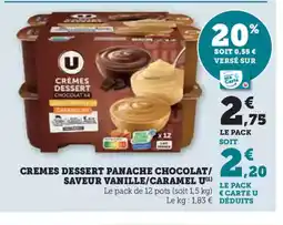 U Express Cremes dessert panache chocolat/ saveur vanille/caramel u offre