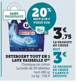 U Express Detergent tout en 1 lave vaisselle u offre