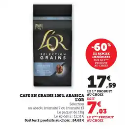 U Express L'OR Cafe en grains 100% arabica offre