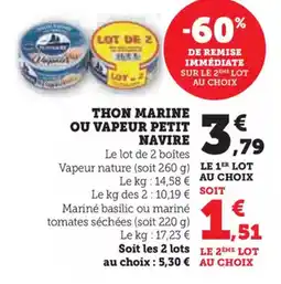 U Express PETIT NAVIRE Thon marine ou vapeur offre