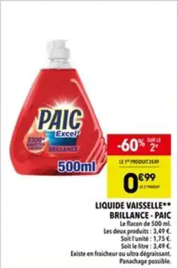 Supeco Liquide vaisselle brillance - paic offre