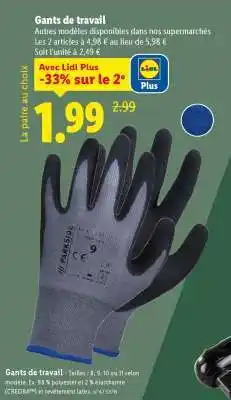 Lidl GANTS DE TRAVAIL offre
