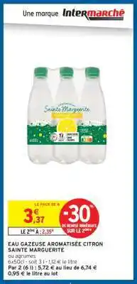 Intermarché Hyper Eau gazeuse aromatisée citron Sainte Marguerite offre