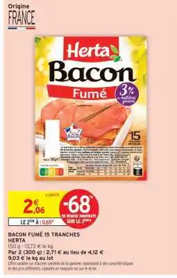 Intermarché BACON FUMÉ 15 TRANCHES offre