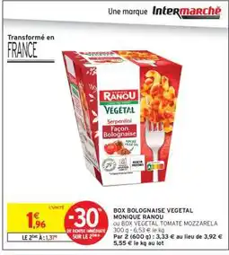Intermarché BOX BOLOGNAISE VEGETAL MONIQUE RANOU offre