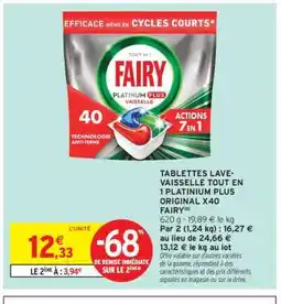 Intermarché Express Tablettes Lave-Vaisselle Tout en 1 Platinum Plus Original X40 offre