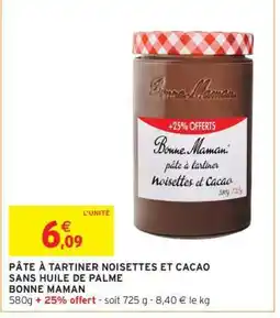 Intermarché PÂTE À TARTINER NOISETTES ET CACAO SANS HUILE DE PALME BONNE MAMAN offre