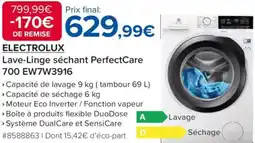 Costco Electrolux lave-linge séchant perfectcare 700 ew7w3916 offre