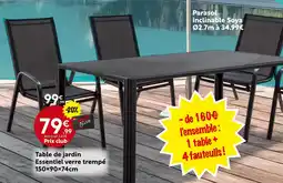 Maxi Bazar Table de jardin Essential verre trempé 150x90x74cm offre