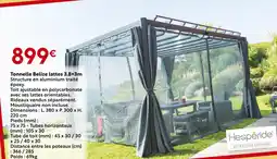 Maxi Bazar Hespéride Tonnelle Belize lattes 3.8x3m offre