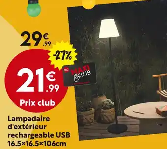 Maxi Bazar Lampadaire d'extérieur rechargeable usb offre