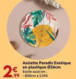 Maxi Bazar Assiette paradis exotique en plastique ø26cm offre