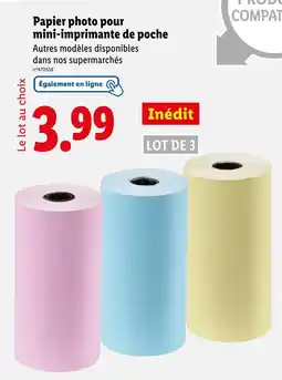 Lidl Papier photo pour mini-imprimante de poche offre