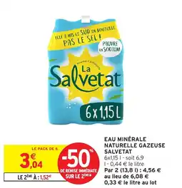Intermarché Express Eau minérale naturelle gazeuse salvetat offre