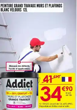 Décor Discount Peinture grand travaux murs et plafonds blanc velours 12l offre