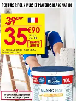 Décor Discount Peinture ripolin murs et plafonds blanc mat 10l offre