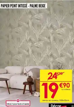 Décor Discount Papier peint intissé - palme beige offre