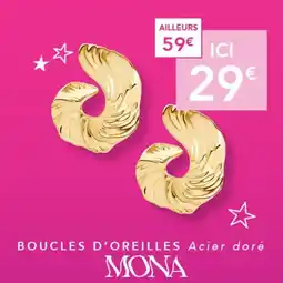 Trésor Bijoux Mona- boucles d'oreilles acier doré offre