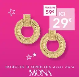 Trésor Bijoux Mona - boucles d'oreilles acier doré offre