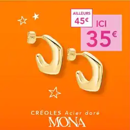 Trésor Bijoux Mona - créoles acier doré offre