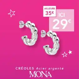 Trésor Bijoux CRÉOLES Acier argenté MONA offre