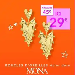 Trésor Bijoux BOUCLES D'OREILLES Acier doré MONA offre