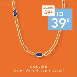 Trésor Bijoux COLLIER Acier doré & Lapis Lazuli offre