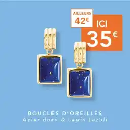 Trésor Bijoux BOUCLES D'OREILLES Acier doré & Lapis Lazuli offre