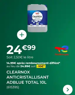 Feu Vert Clearnox anticristallisant adblue total 10l offre