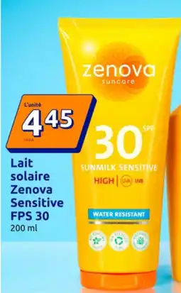 Action Lait solaire zenova sensitive fps 30 offre