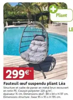 LaMaison.fr Fauteuil Ćuf suspendu pliant LĂ©a offre