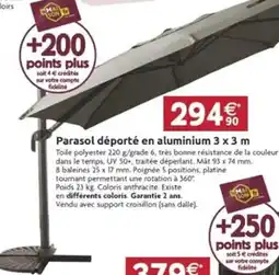 LaMaison.fr Parasol déporté en aluminium 3 x 3 m offre