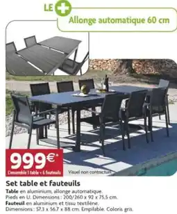 LaMaison.fr Set table et fauteuils offre