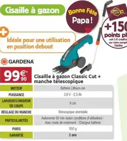 LaMaison.fr Cisaille à gazon classic cut + manche télescopique offre