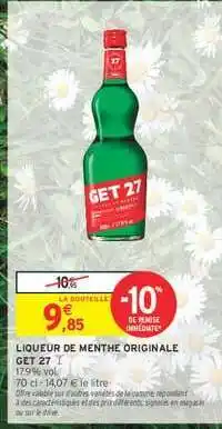 Intermarché Hyper Liqueur de Menthe Originale GET 27 offre