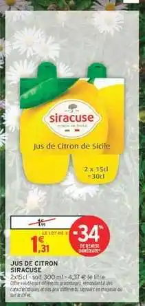 Intermarché Hyper Jus de Citron Siracuse offre