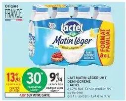 Intermarché Hyper Lait Matin Léger UHT Demi-Écrémé Lactel offre