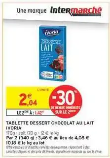 Intermarché Hyper TABLETTE DESSERT CHOCOLAT AU LAIT IVORIA offre