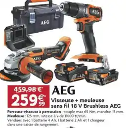 LaMaison.fr AEG Visseuse + meuleuse sans fil 18 V Brushless AEG offre