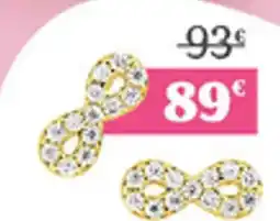 Carrefour Boucles d'oreilles et bracelet Infini - 18cm Or 375% et oxyde de zirconium offre