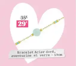 Carrefour Bracelet acier doré aventurine et verre offre